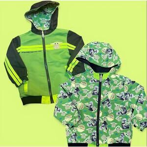 Star Wars Mandalorian Reversible Hooded Jacket Sz 3 Grogu Baby Yoda Windbreaker